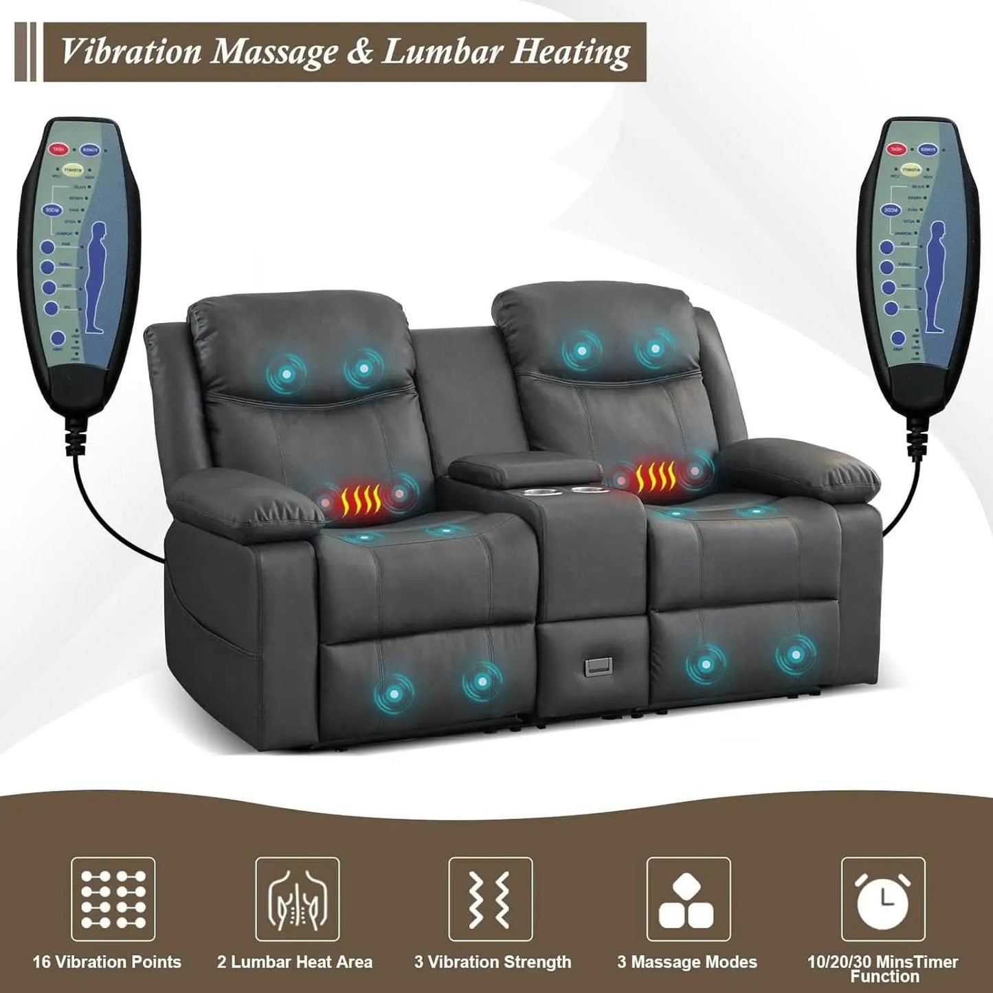 Grey Double Reclining Loveseat For Living Room Home Theater from PriceLows™