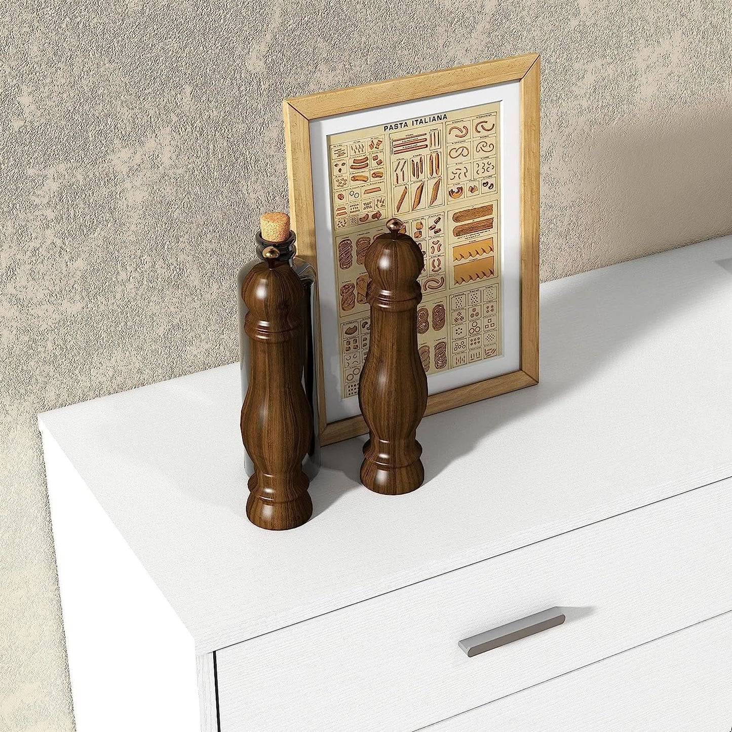 White Wood 6 Drawer Dresser With Inlaid Handle Design from PriceLows™
