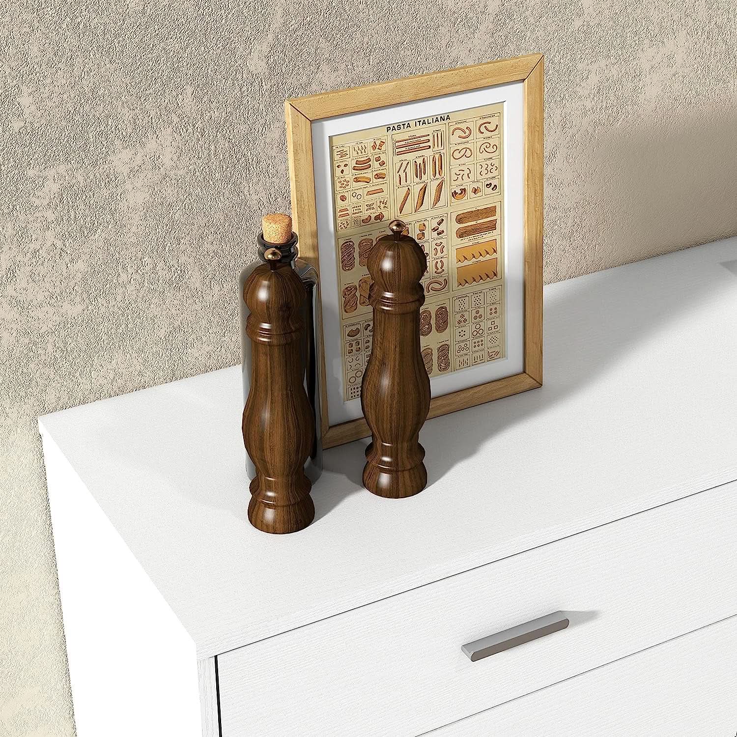 White Wood 6 Drawer Dresser With Inlaid Handle Design from PriceLows™