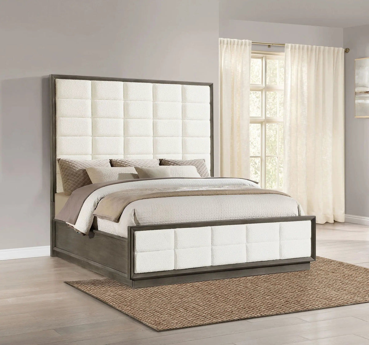 Durango 80-inch Eastern King Panel Bed Taupe | 81 x 86 x 80 in | Engineered Wood & Veneer | Oak