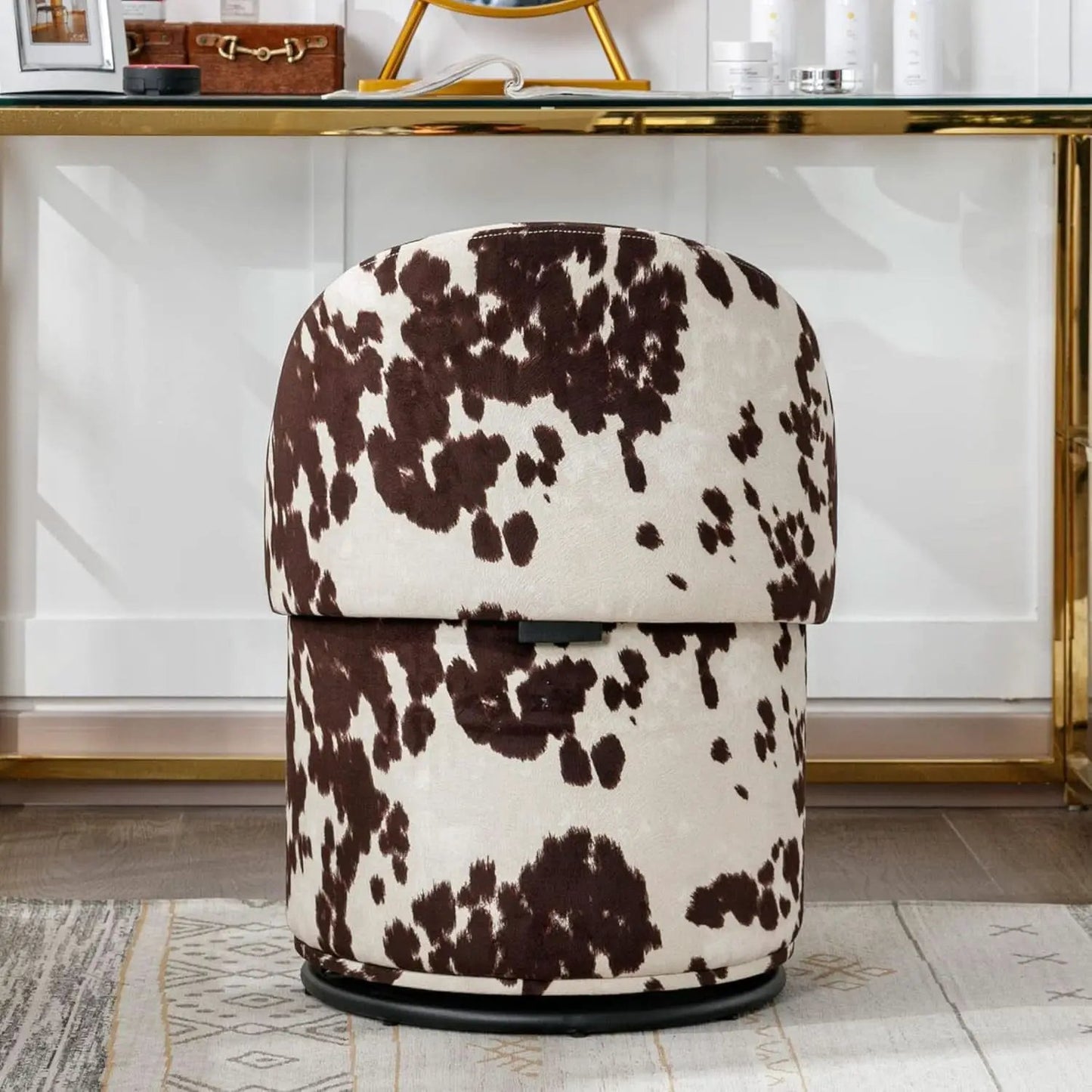 Rotating Brown Storage Ottoman With Hidden Compartment from PriceLows™