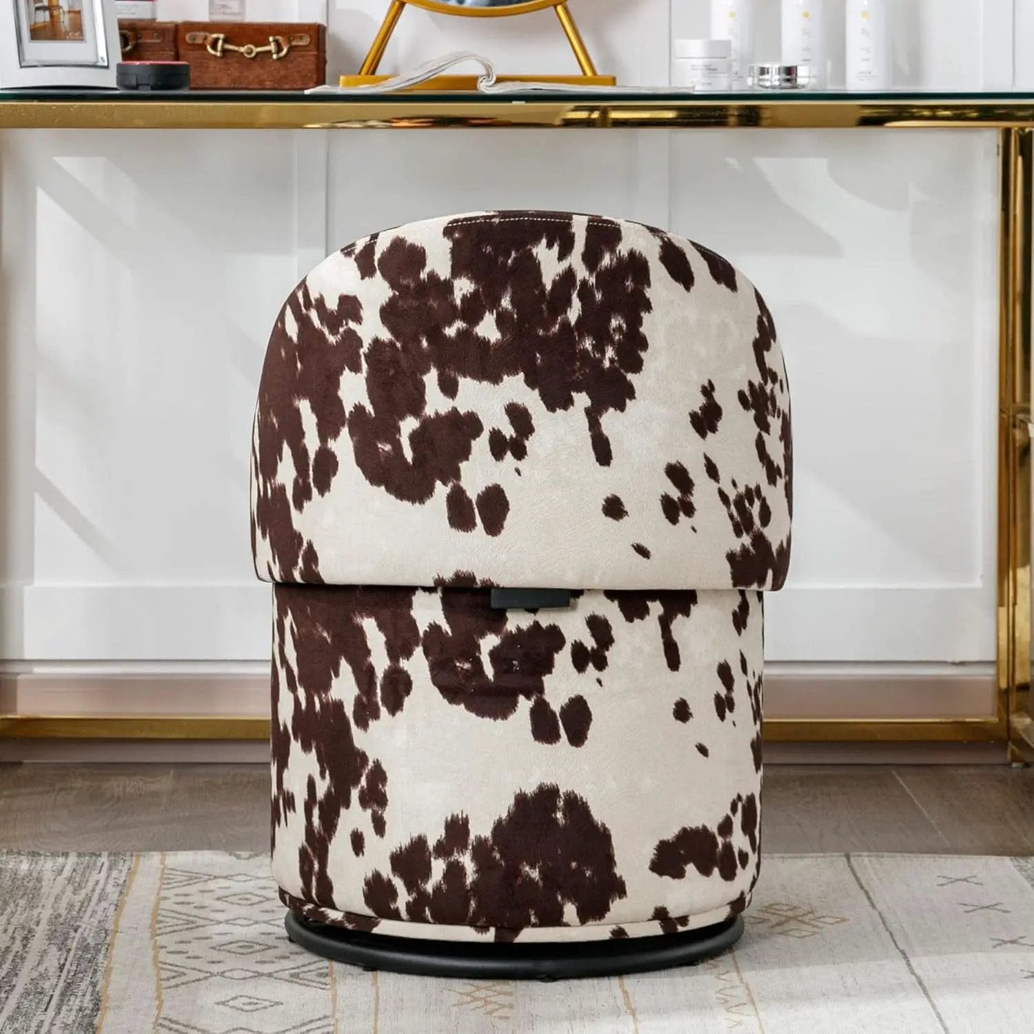 Rotating Brown Storage Ottoman With Hidden Compartment from PriceLows™