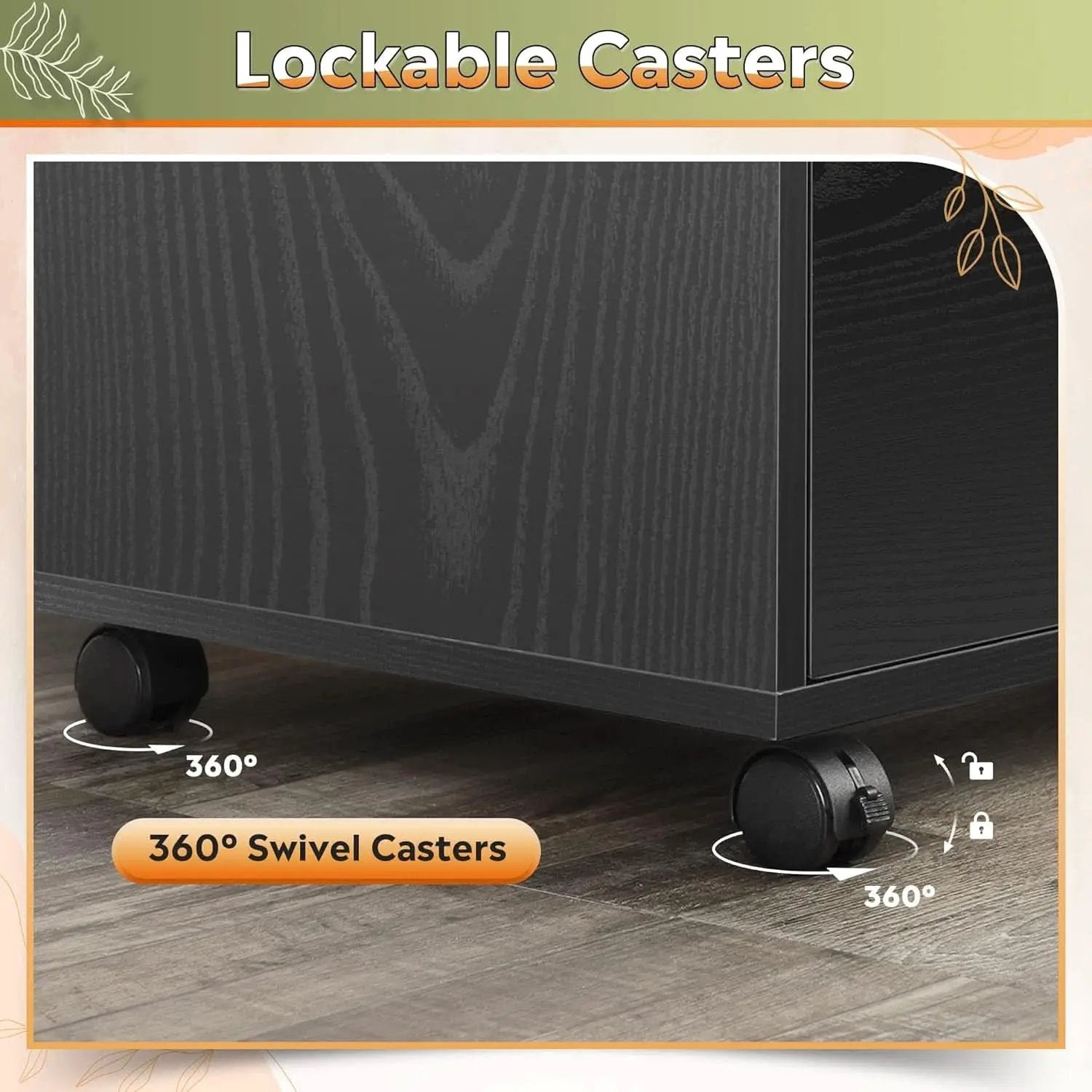 Three Drawer Wood File Cabinet With Lock Black Finish from PriceLows™