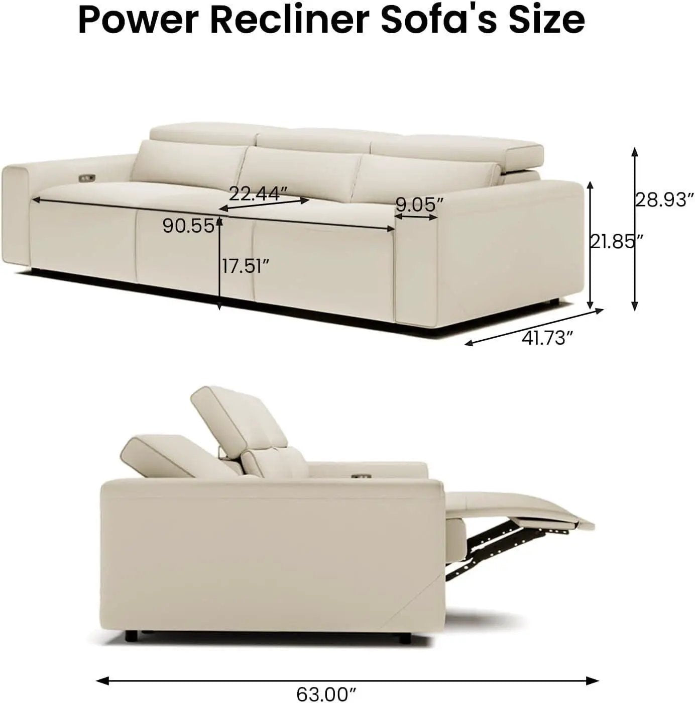 Beige 108 Inch Ultra Power Leather Modular Sectional from PriceLows™