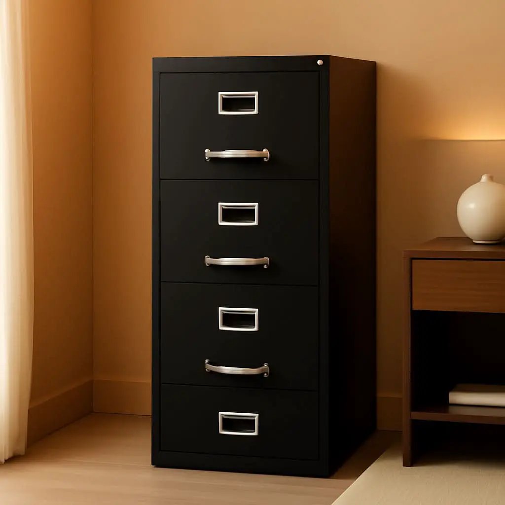 4 Drawer Vertical File Cabinet With Lock 22 Deep Black from PriceLows™