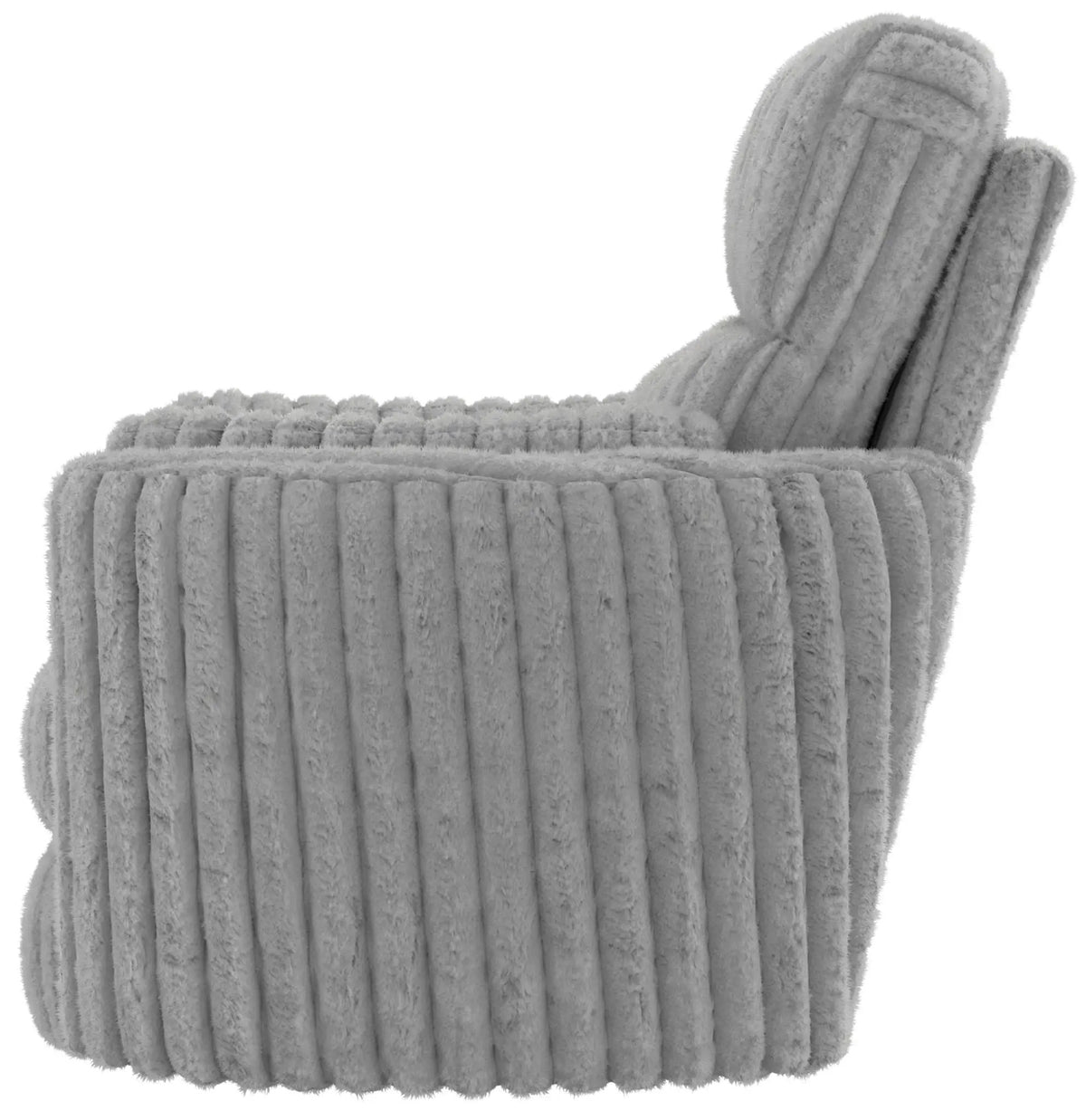Daydream Swivel Glider Recliner | Unique Shape | Comfort Bolsters | Faux Fur