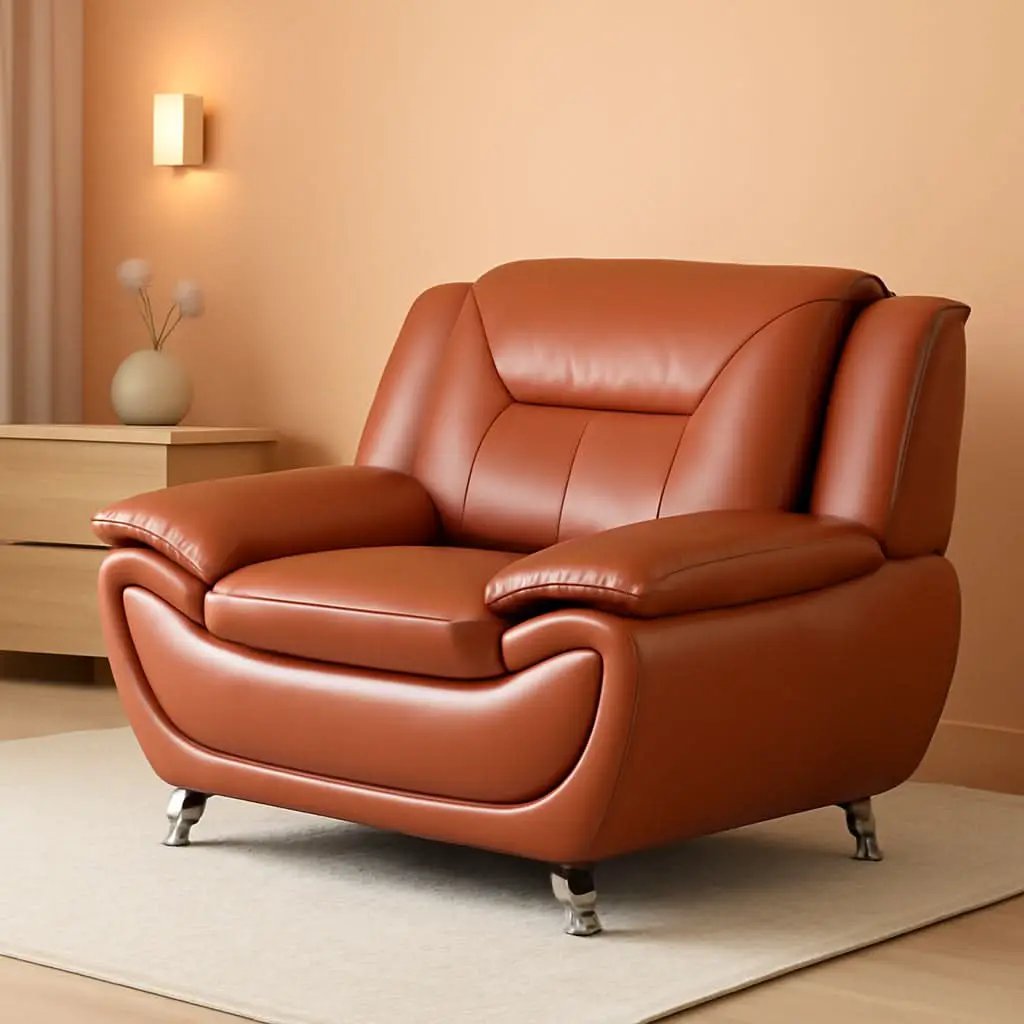 Orange Leather Sofa For Living Room With Minimalist Design from PriceLows™