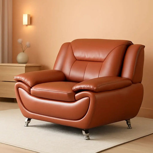 Orange Leather Sofa For Living Room With Minimalist Design from PriceLows™
