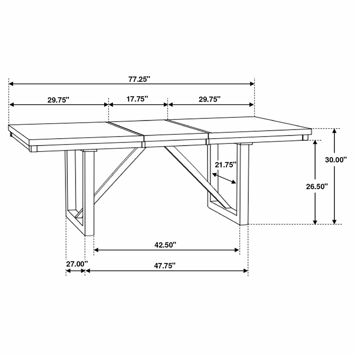 Spring Creek 77-inch Extension Dining Table Natural | 59.5 x 40.25 x 29.5 in | Rubberwood & Engineered Wood | Walnut