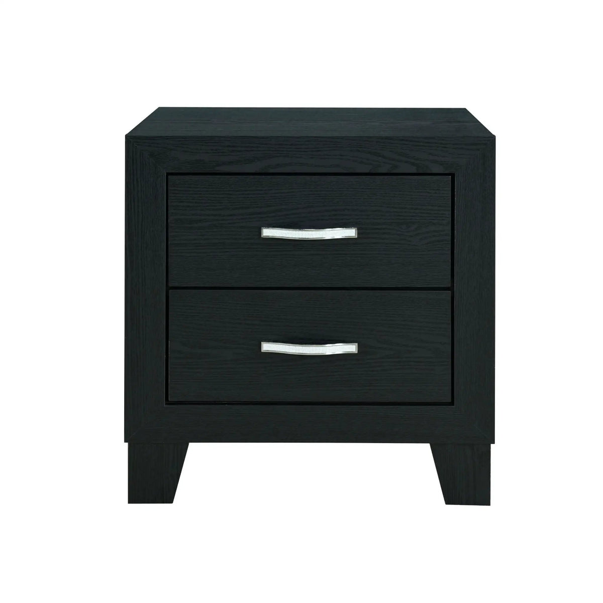 Carlos Nightstand | Black Wood Finish | 2 Drawers | Modern Design