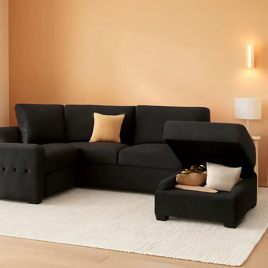 Dark Grey Sectional Sleeper Sofa With Pull Out Bed from PriceLows™