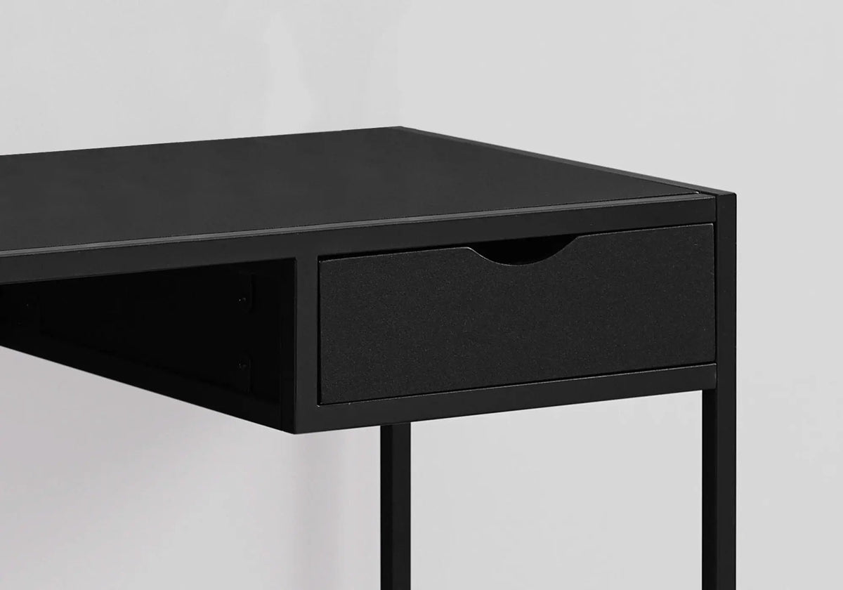 Laptop Computer Desk | 1 Storage Drawer | Slender Metal Frame | Space-Saving Contemporary Design