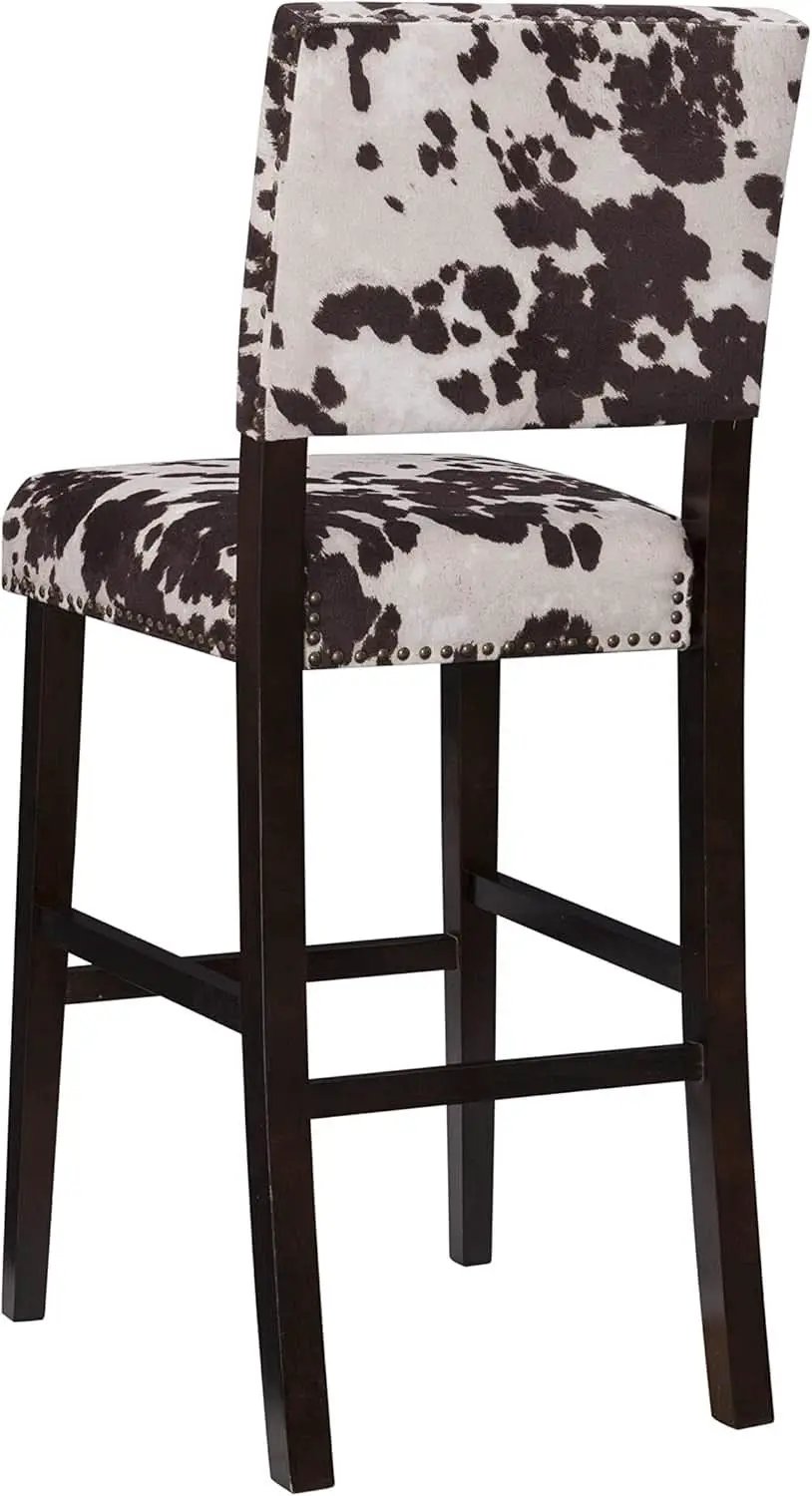 Stylish Cowhide Print Bar Stool with Comfortable Padded Seat from PriceLows™