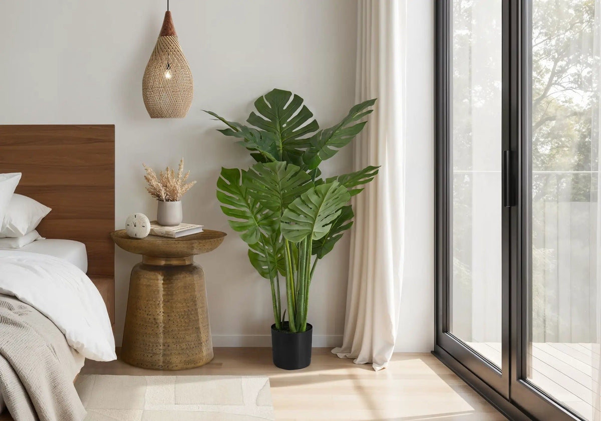 45 Inch Artificial Monstera Tree | 10 Real Touch Leaves | Indoor Faux Floor Plant | Potted