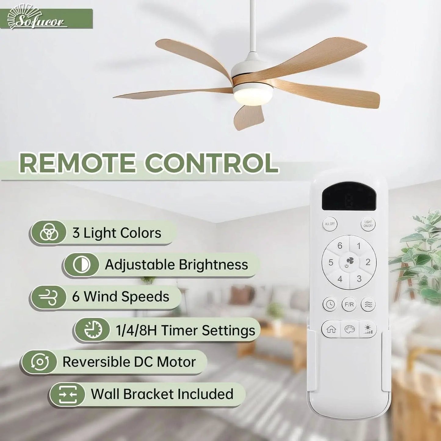 52 Inch Outdoor Ceiling Fan With Dimmable LED Light Remote from PriceLows™