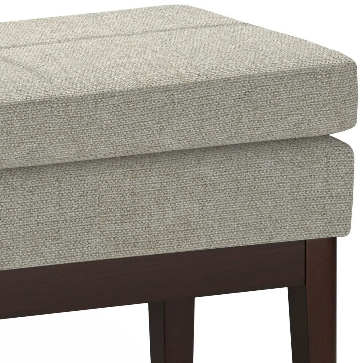 Carlson Ottoman Bench | Mid-Century Design | Top Stitching Detail | Webbed Seat Support