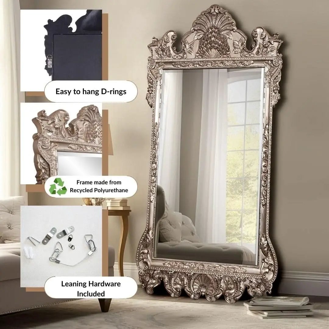 Howard Elliott Marquette Antique Oversized Full Length Mirror Silver Leaf 49x84 from PriceLows™