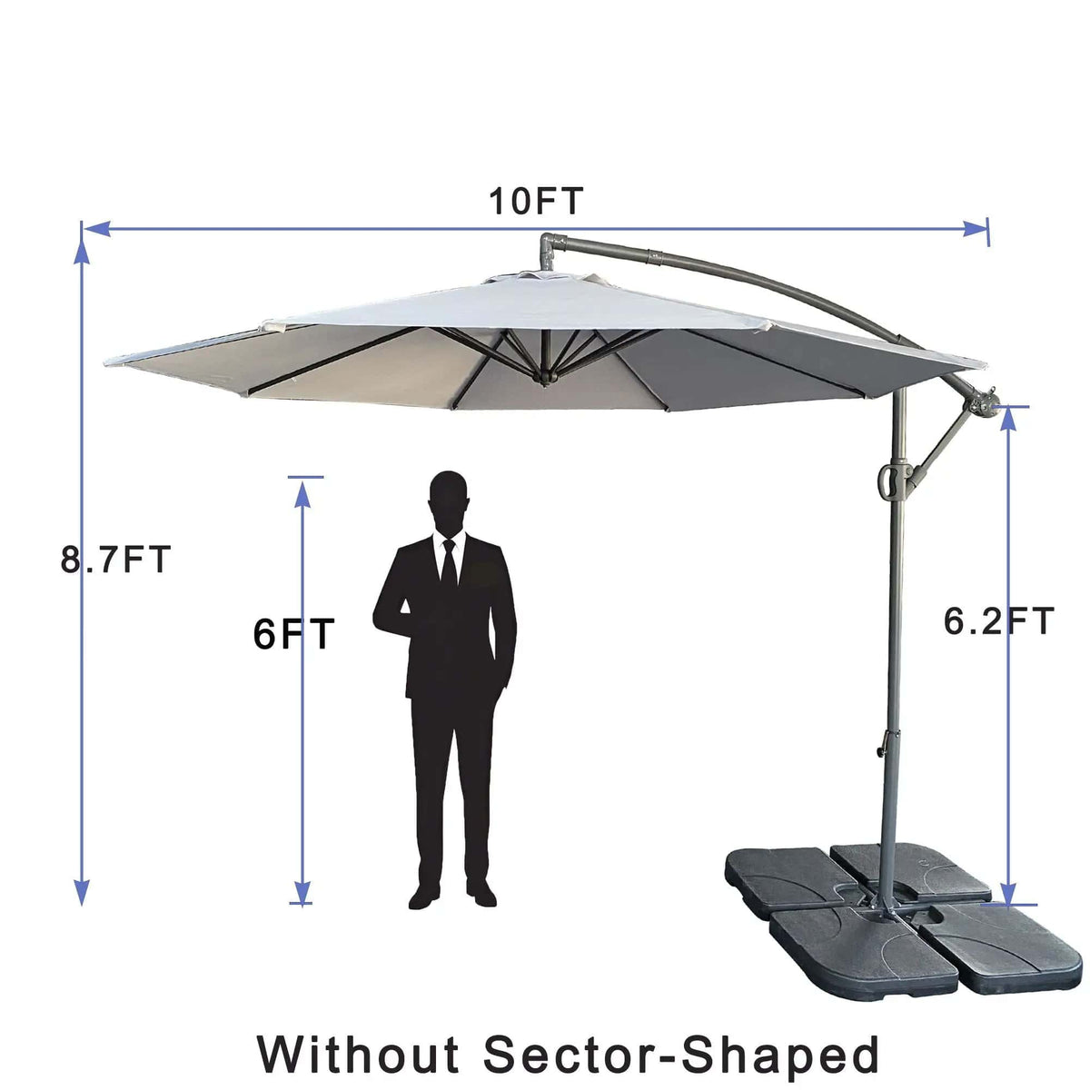10 Ft Offset Cantilever Patio Umbrella With Crank And Tilt Adjustment For Pool | Umbrella & Canopy | Fabric & Steel | Gray