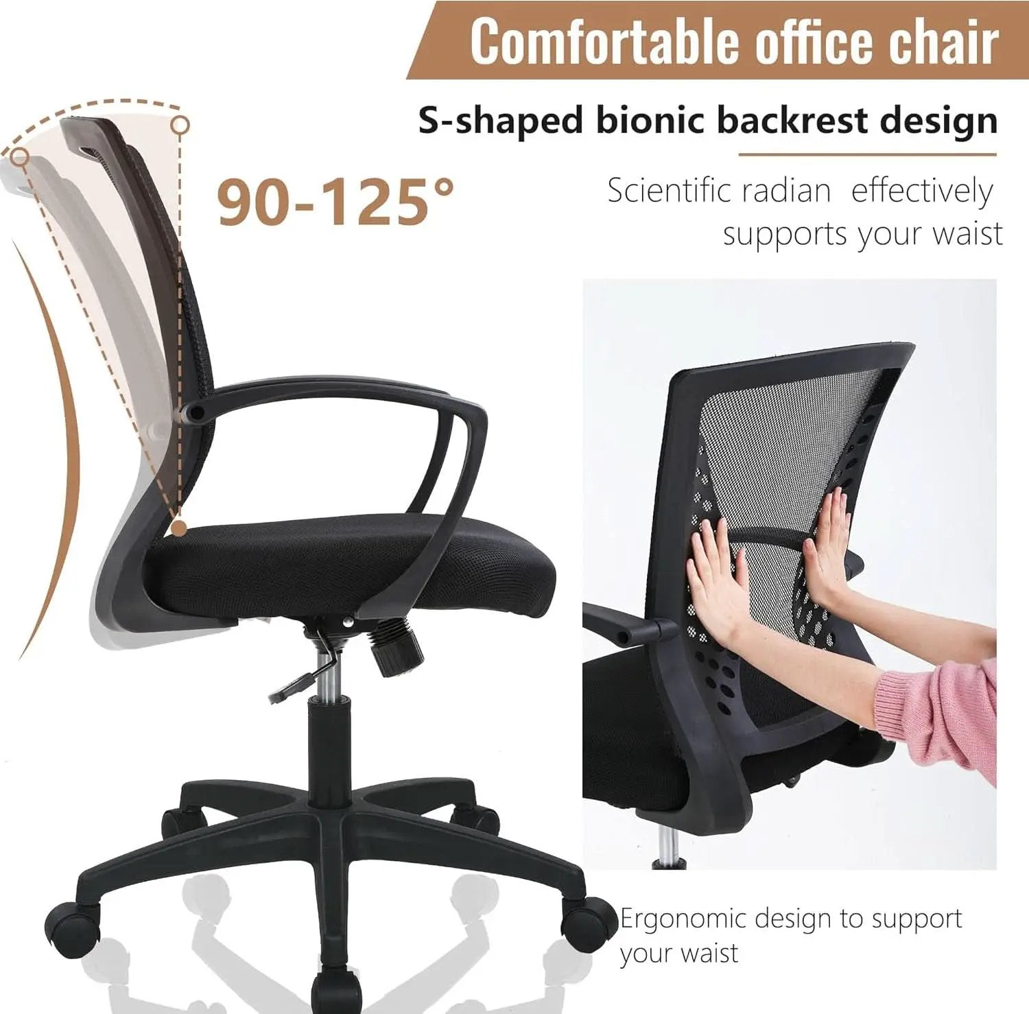 Ergonomic Mesh Office Chair With Adjustable Lumbar Black from PriceLows™