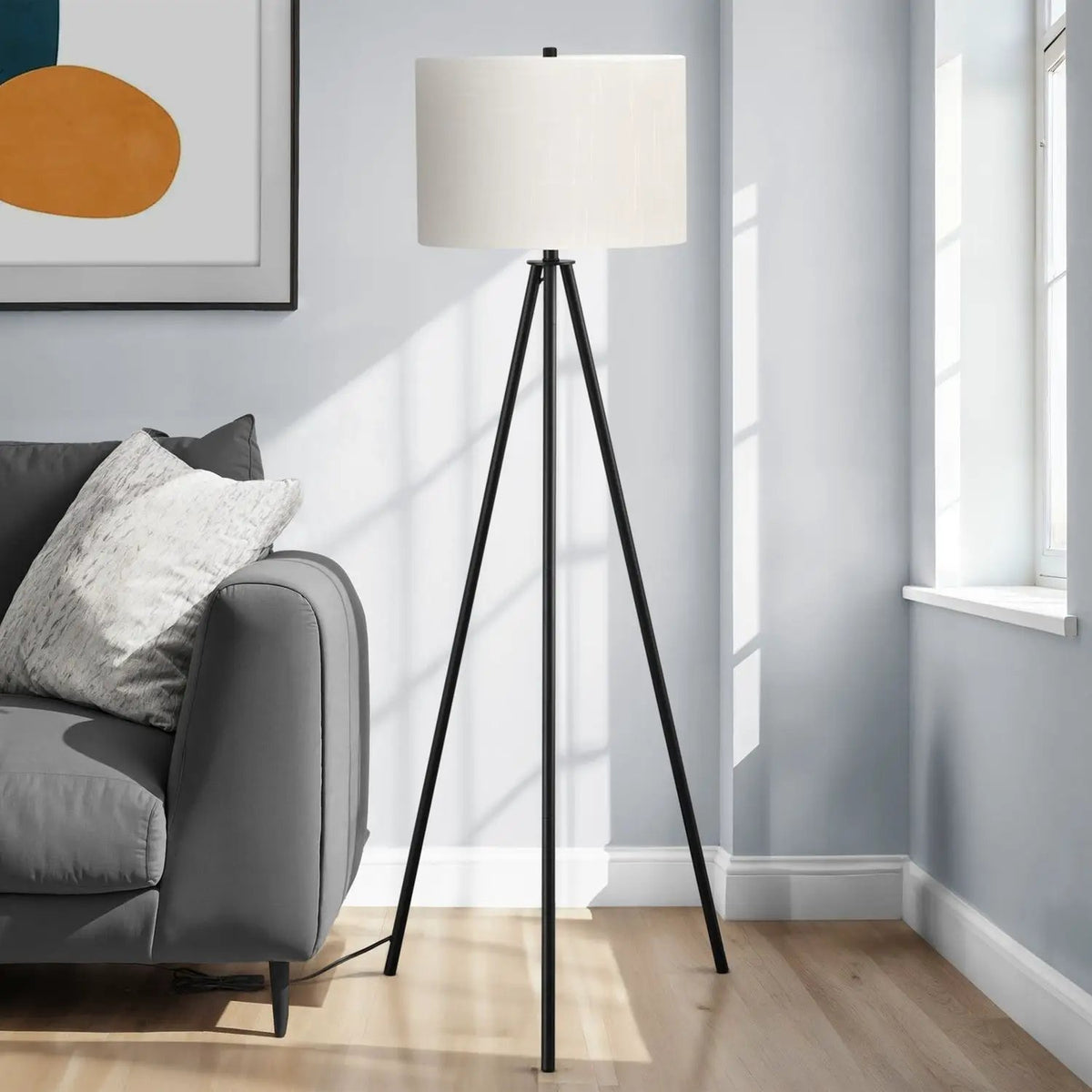 Metal Tripod Floor Lamp | 63 Inch Height | 3-Way Switch | Contemporary Design