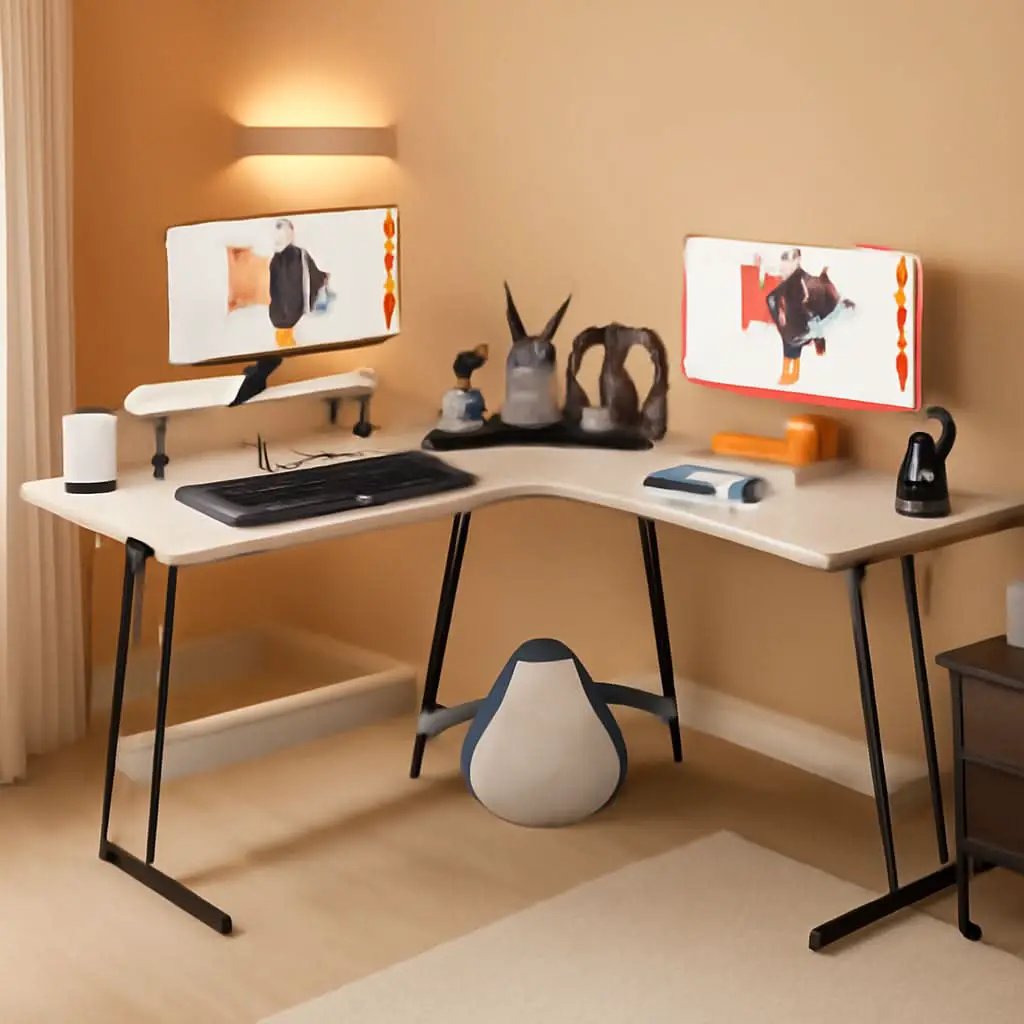 L Shaped Gaming Desk 51 Inch Monitor Riser Classical White from PriceLows™