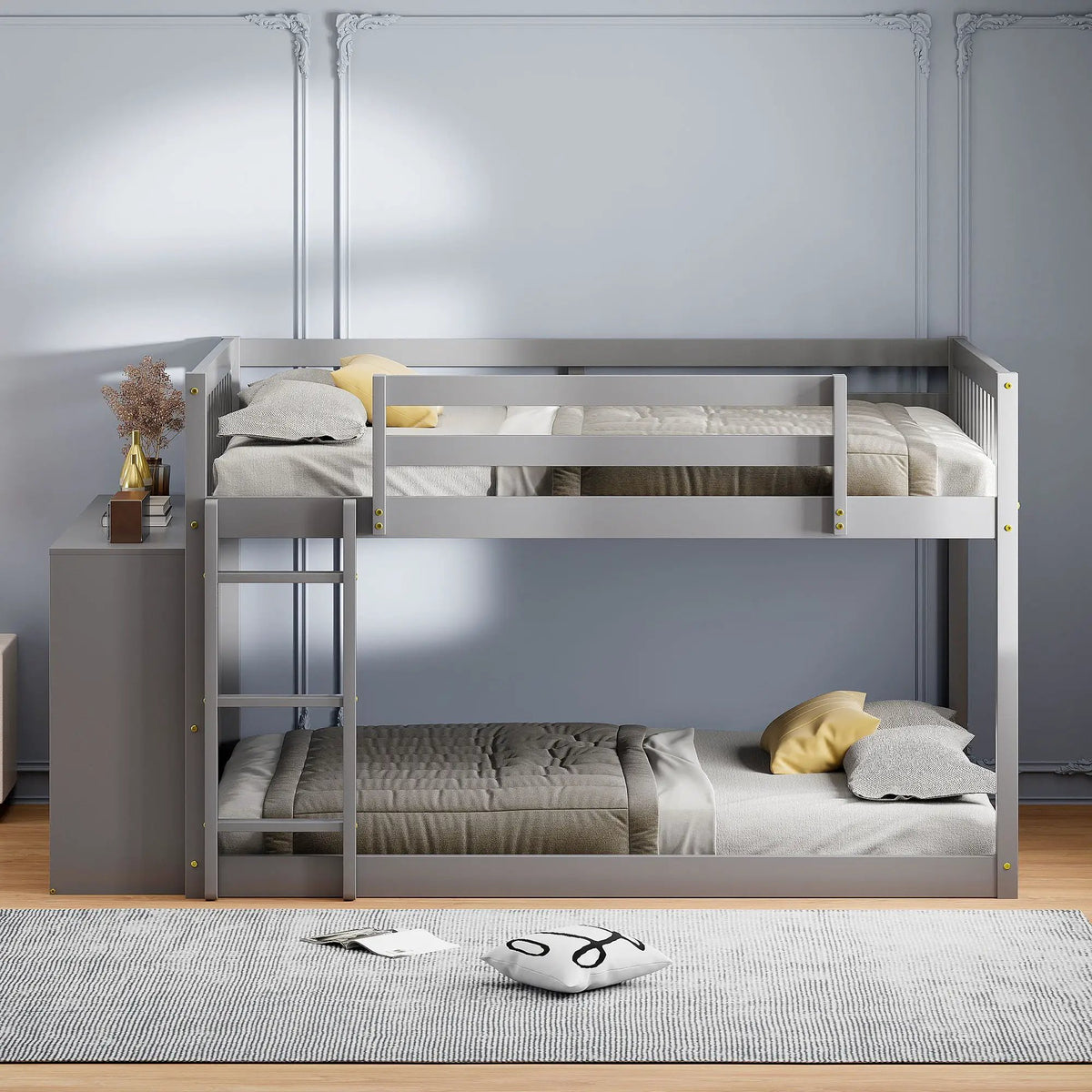 Bunk Bed | Solid Pine Frame | Four Drawers And Three Shelves | Full Size