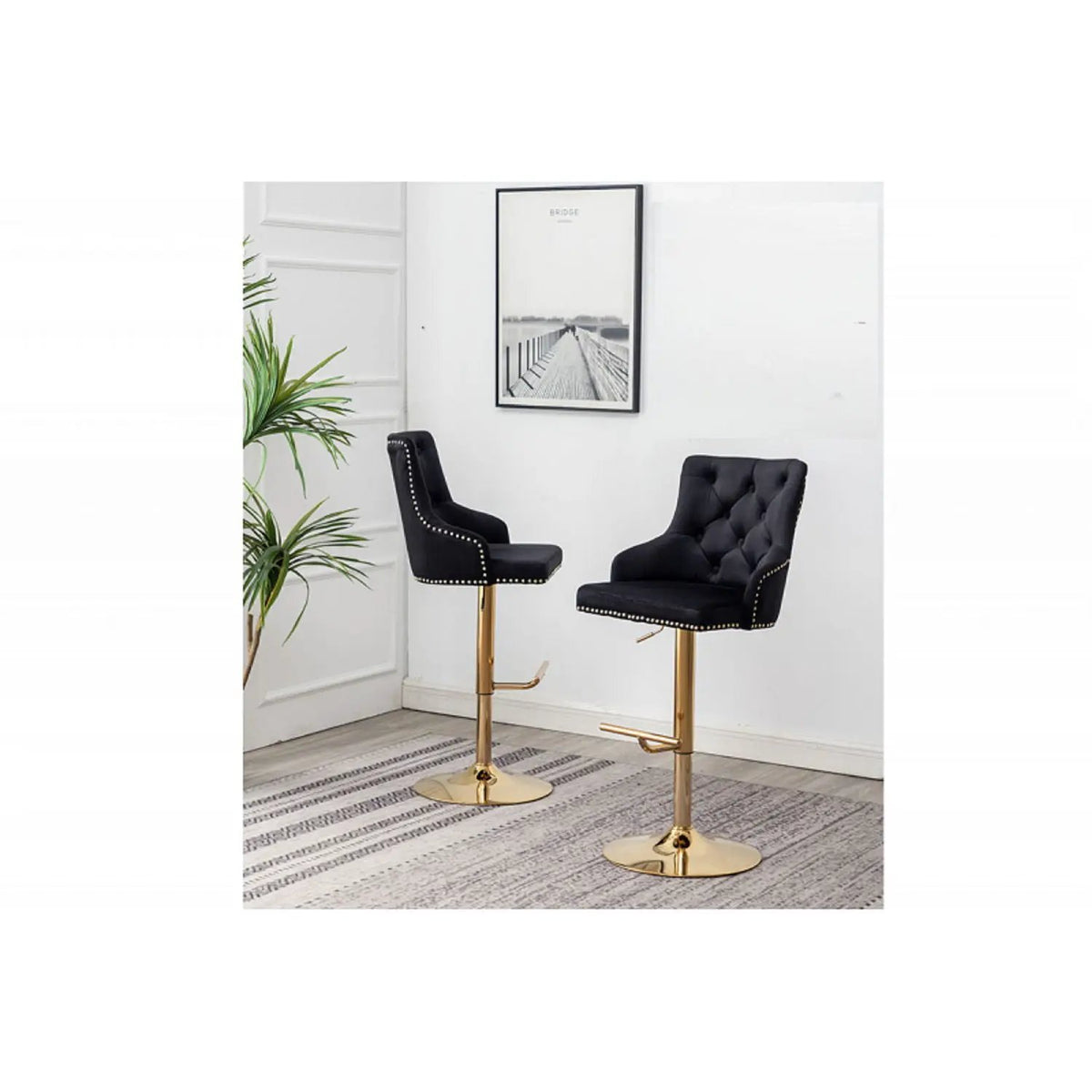 Adjustable Bar Stools | 360 Swivel | Steel Base | Set Of 2