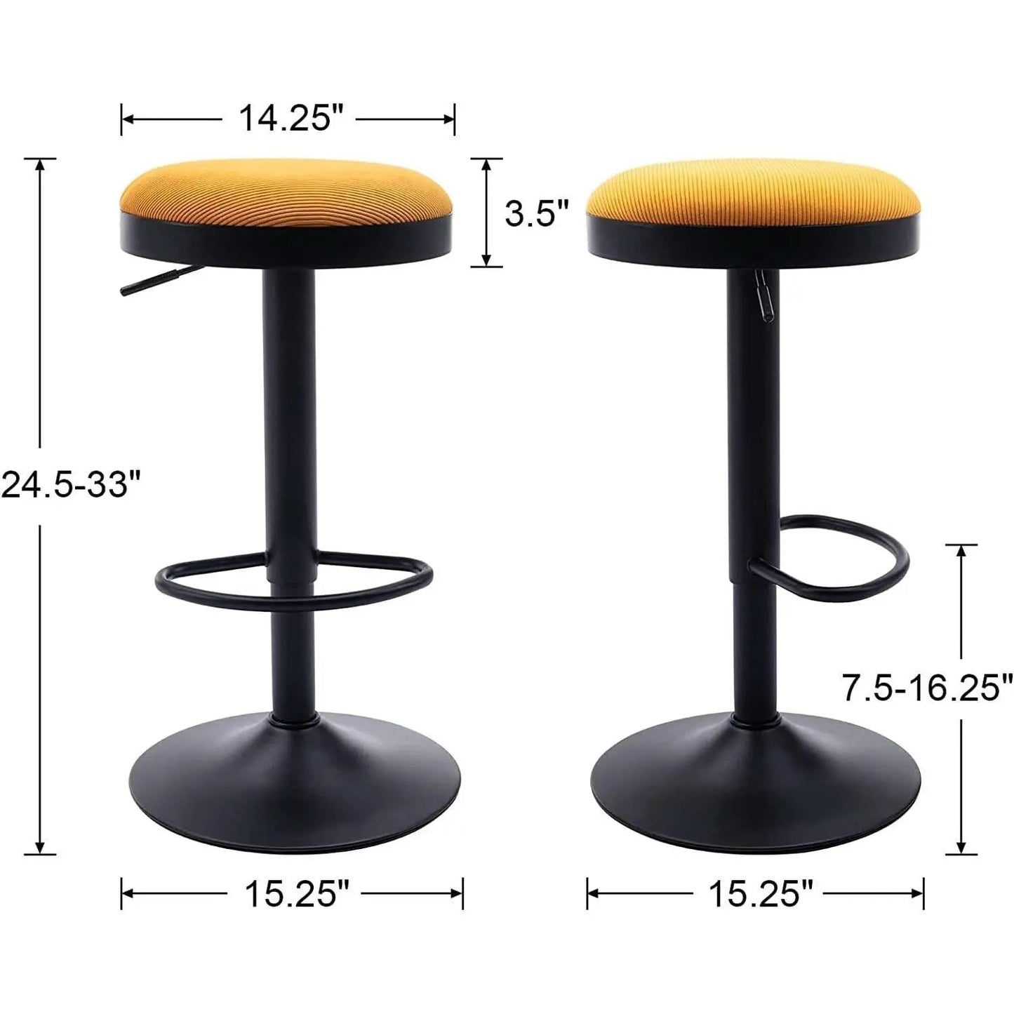 Yellow Fabric Swivel Bar Stool Set Of 2 Height Adjustable from PriceLows™