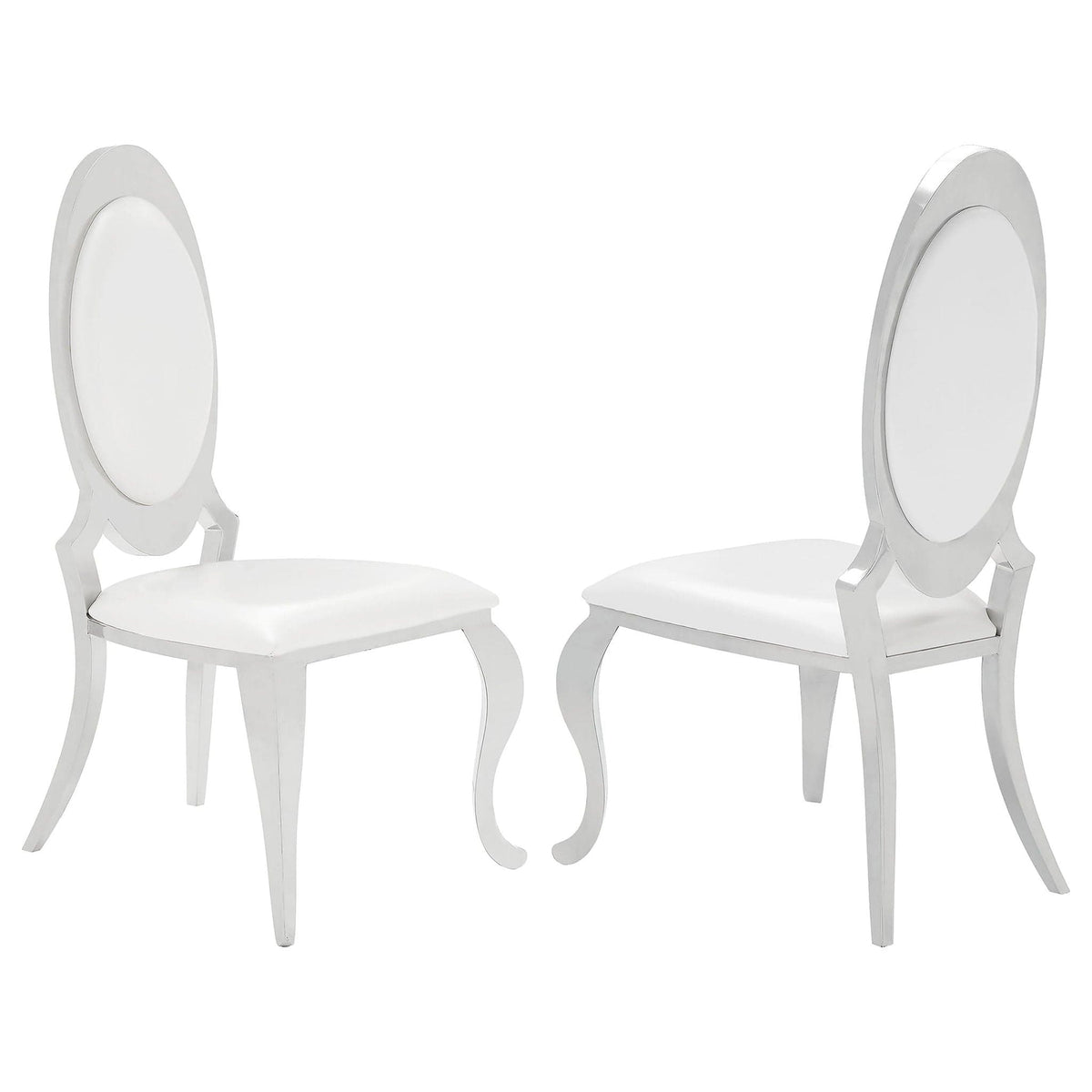 Anchorage Upholstered Dining Chair Cream White (Set of 2) | 22.25 x 27.5 x 44.5 in | Stainless Steel | Dining Room
