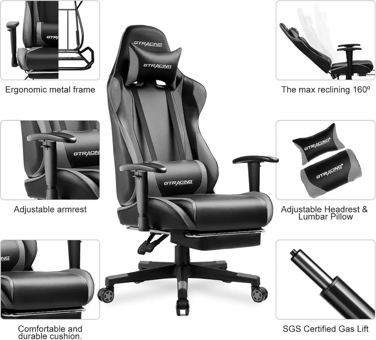 Ergonomic Gaming Chair With Footrest For Long Sessions Gray from PriceLows™