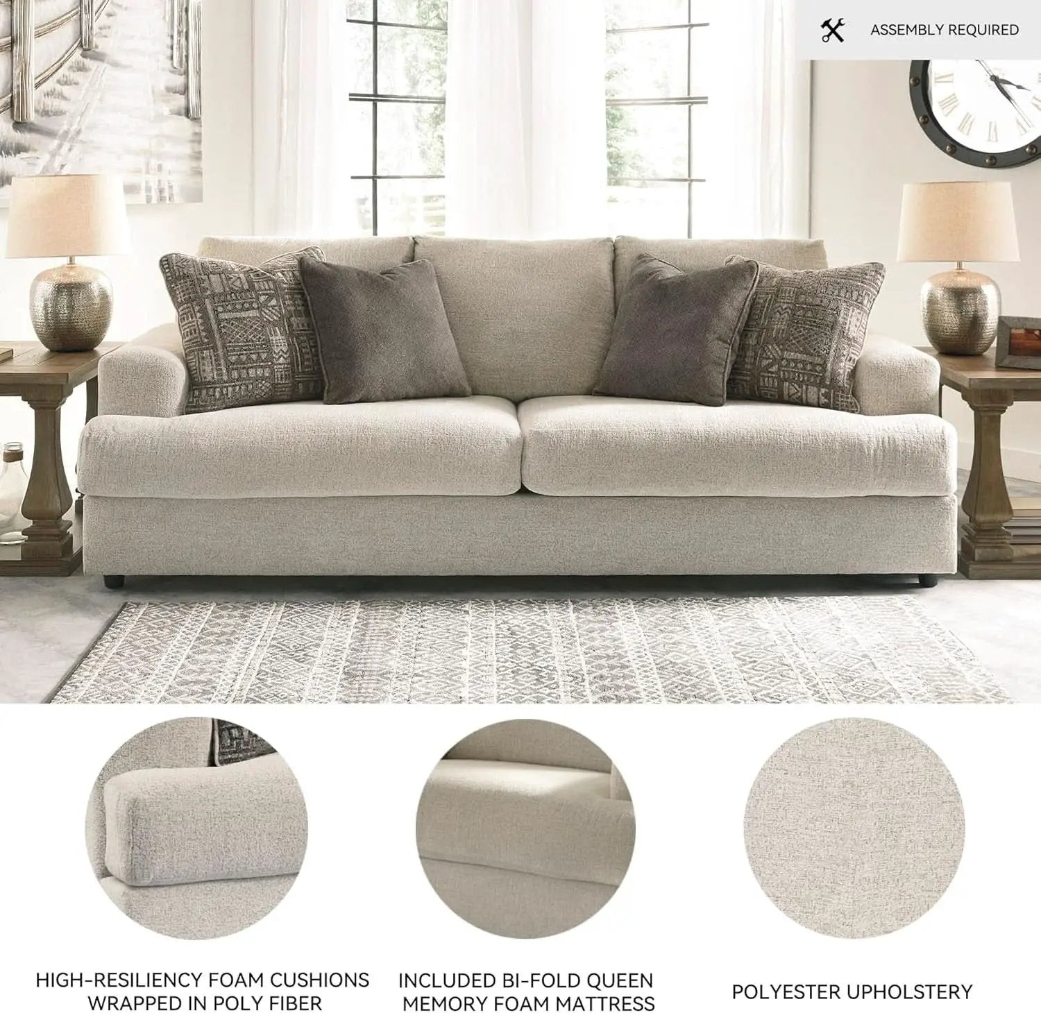 Soletren Premium Chenille Queen Sofa Sleeper White from PriceLows™