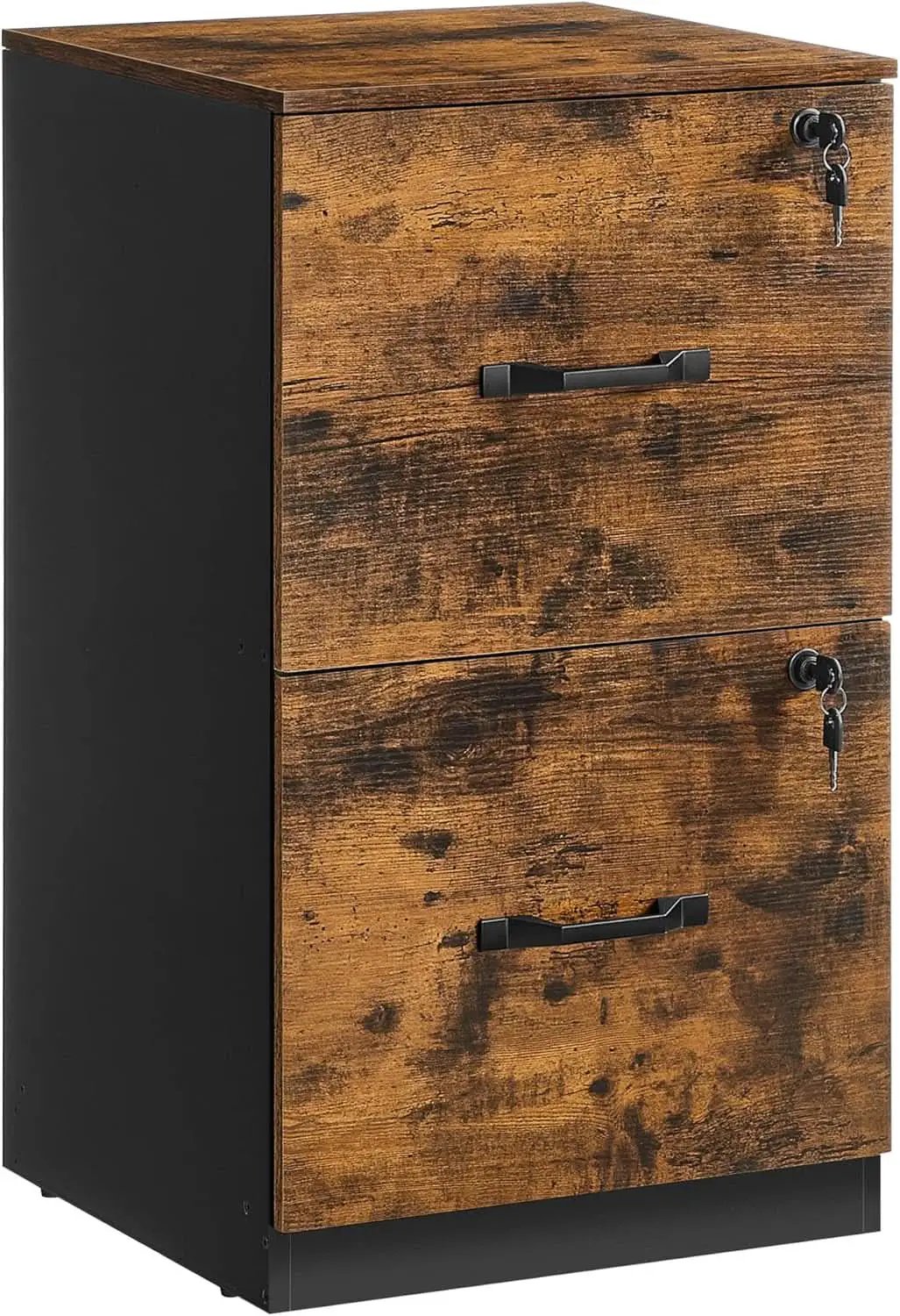 Two Drawer File Cabinet With Lock Printer Stand For A4 And Letter Size Files Rustic Brown And Black from PriceLows™