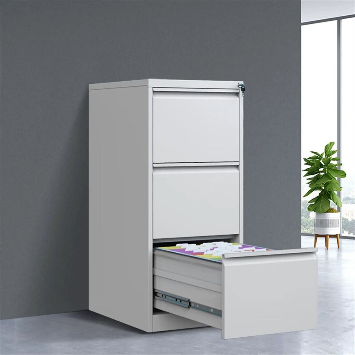 Metal File Cabinet | Three Drawer | Secure Lock System