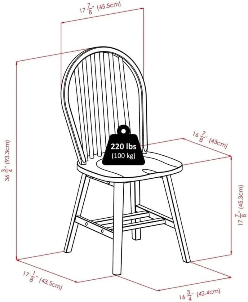 Windsor Dining Chair Set Solid Wood Black Finish 2 Pack from PriceLows™