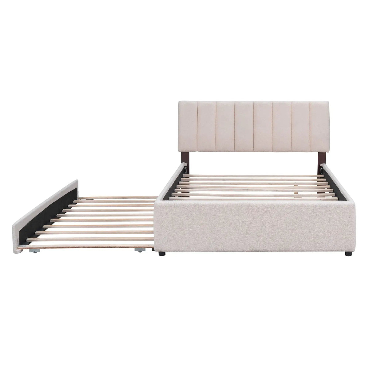 Upholstered Platform Bed | Trundle Included | Comfortable Design | 76 Inch Length