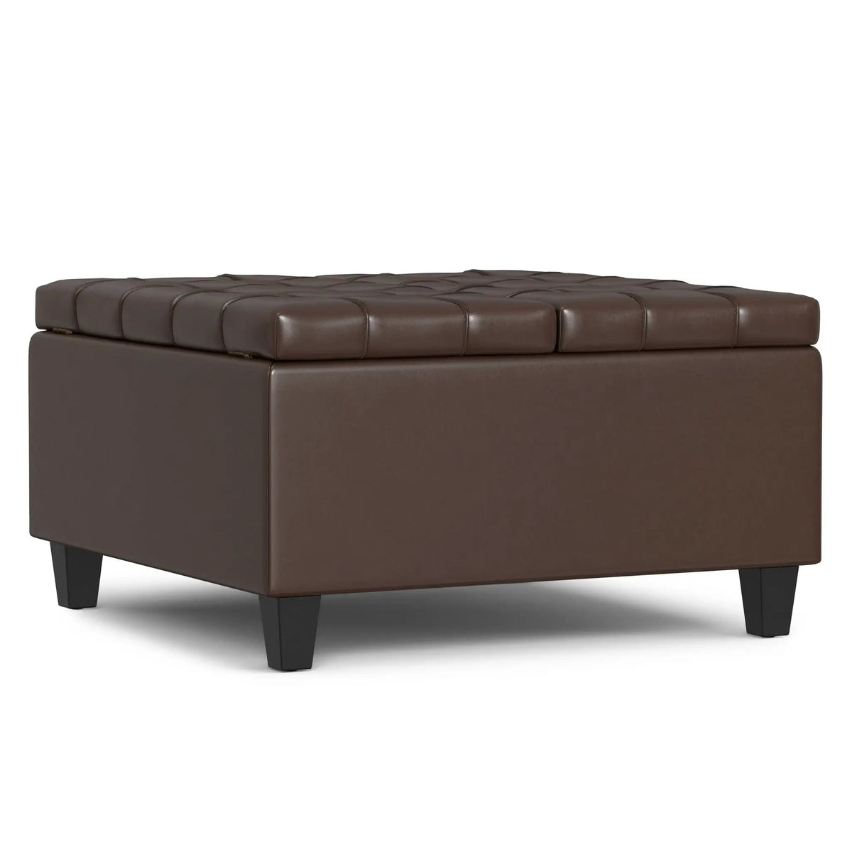 Harrison Large Coffee Table Storage Ottoman | Split Lift-Up Top | Square Design | 36 Inch Width