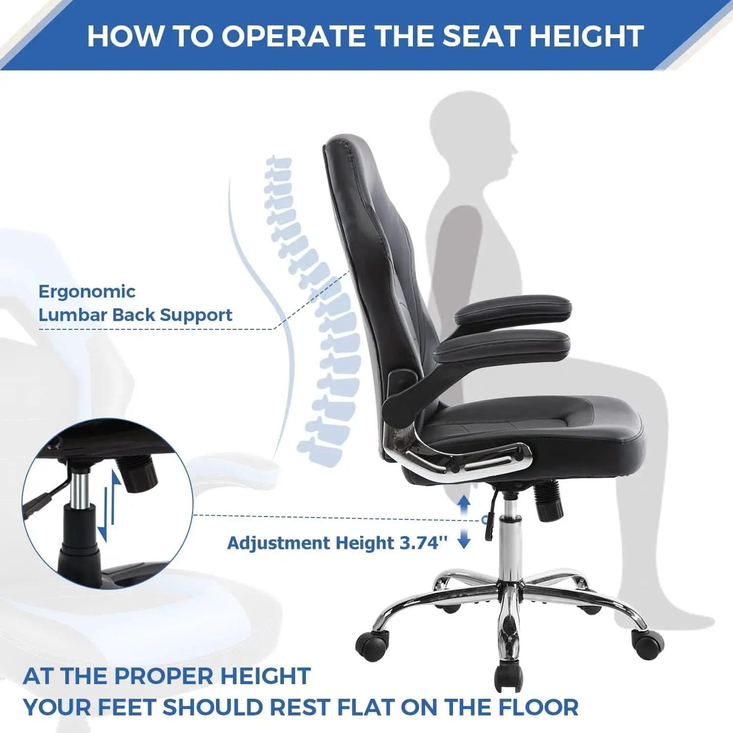 Ergonomic Gaming Chair With Height Adjustability Black from PriceLows™
