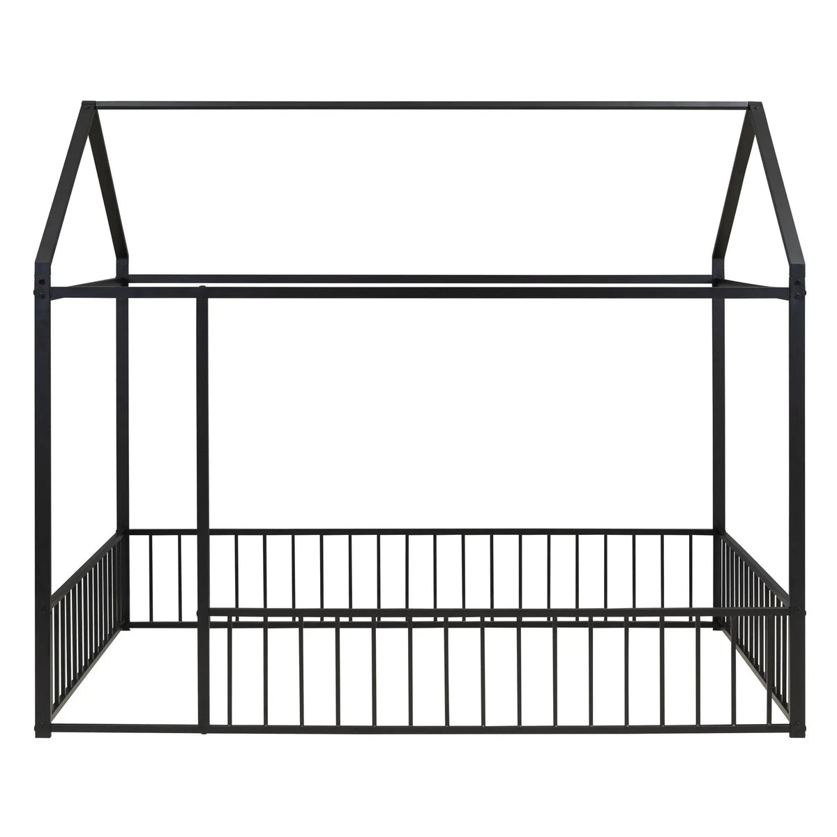 Kids Metal Bed Frame | Roof And Side Fence | Semi Enclosed Space | Three Colors
