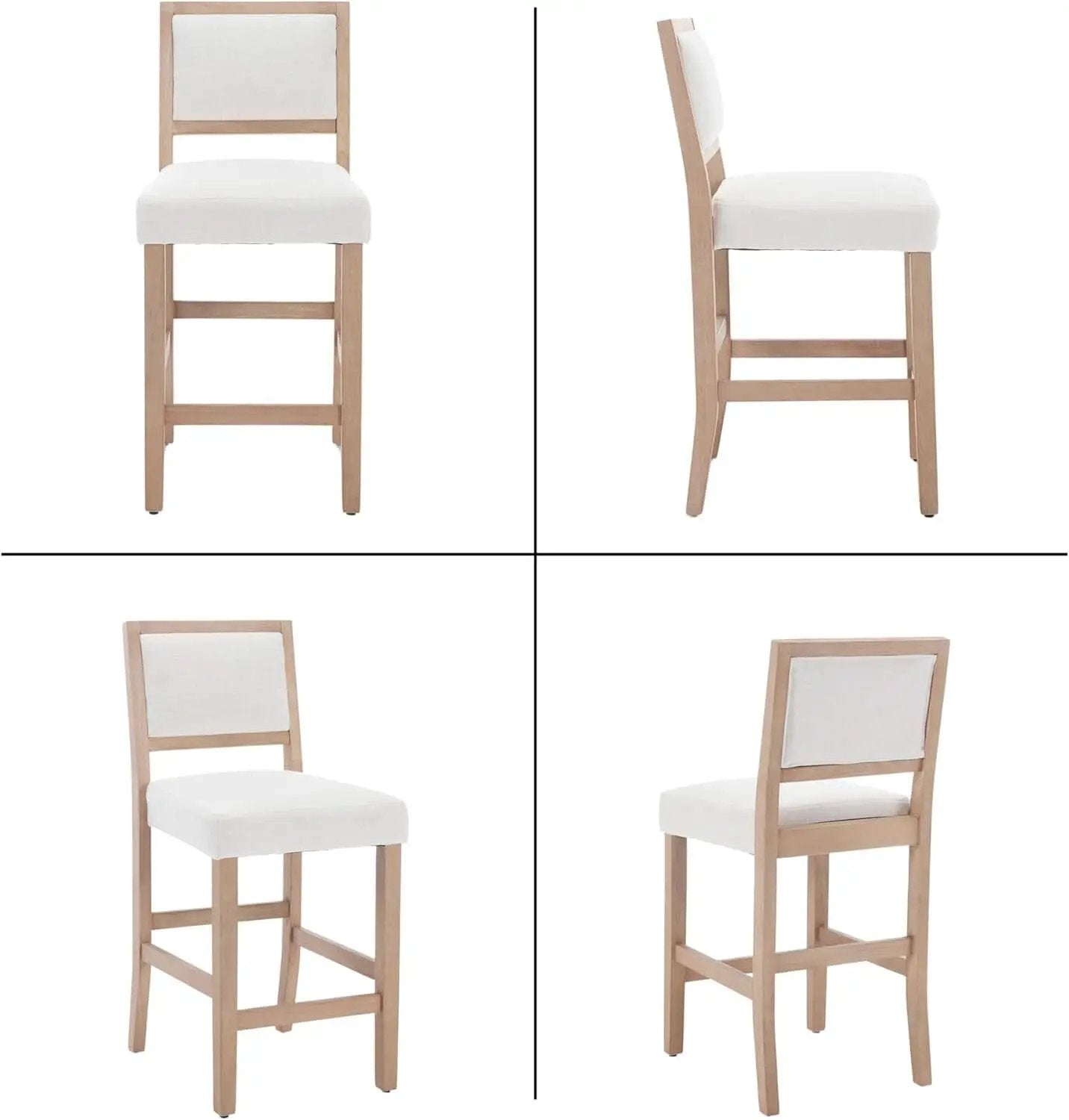 Beige Bar Stools Set Of 2 26 Inch Counter Height Backrest from PriceLows™