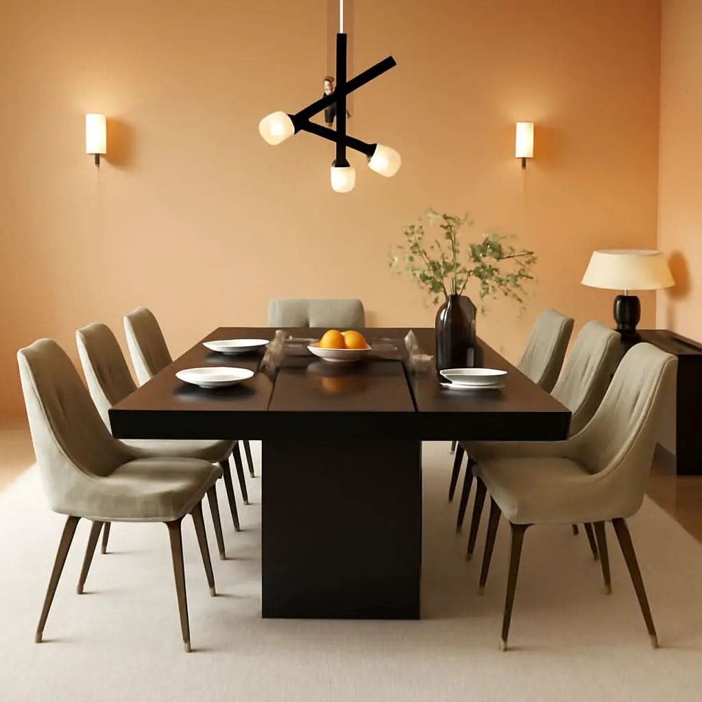 Dining Table 86.6 Inch Rectangular Wood Brown and Black Seats 8 to 10 from PriceLows™