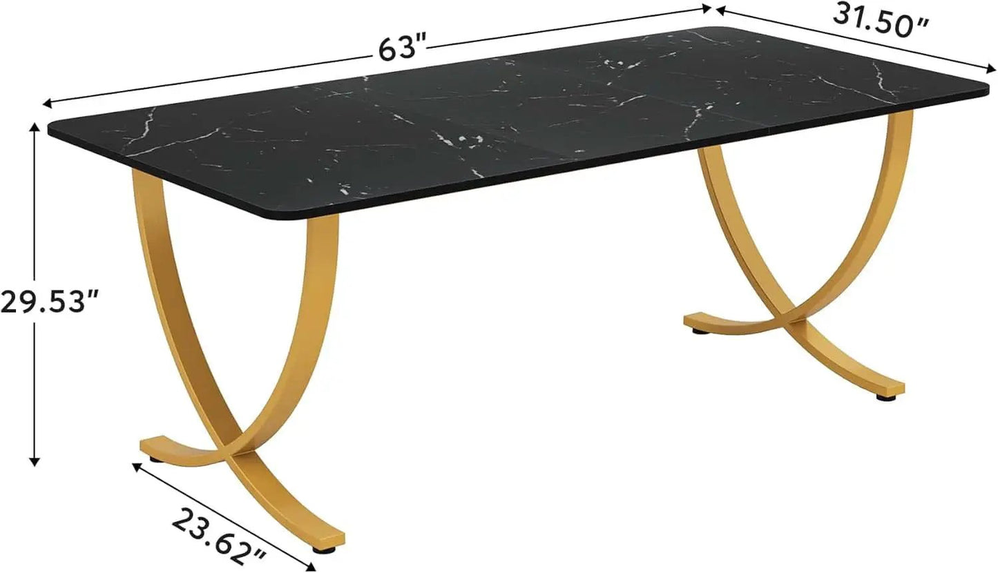 Executive Desk 63 Inch Wide Black And Gold Office Desk from PriceLows™