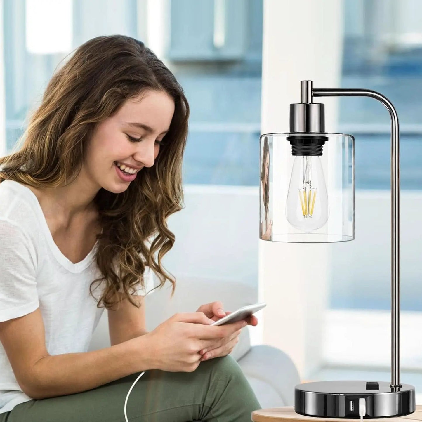 Industrial Table Lamps Black Nickel Touch Control Dimmable from PriceLows™
