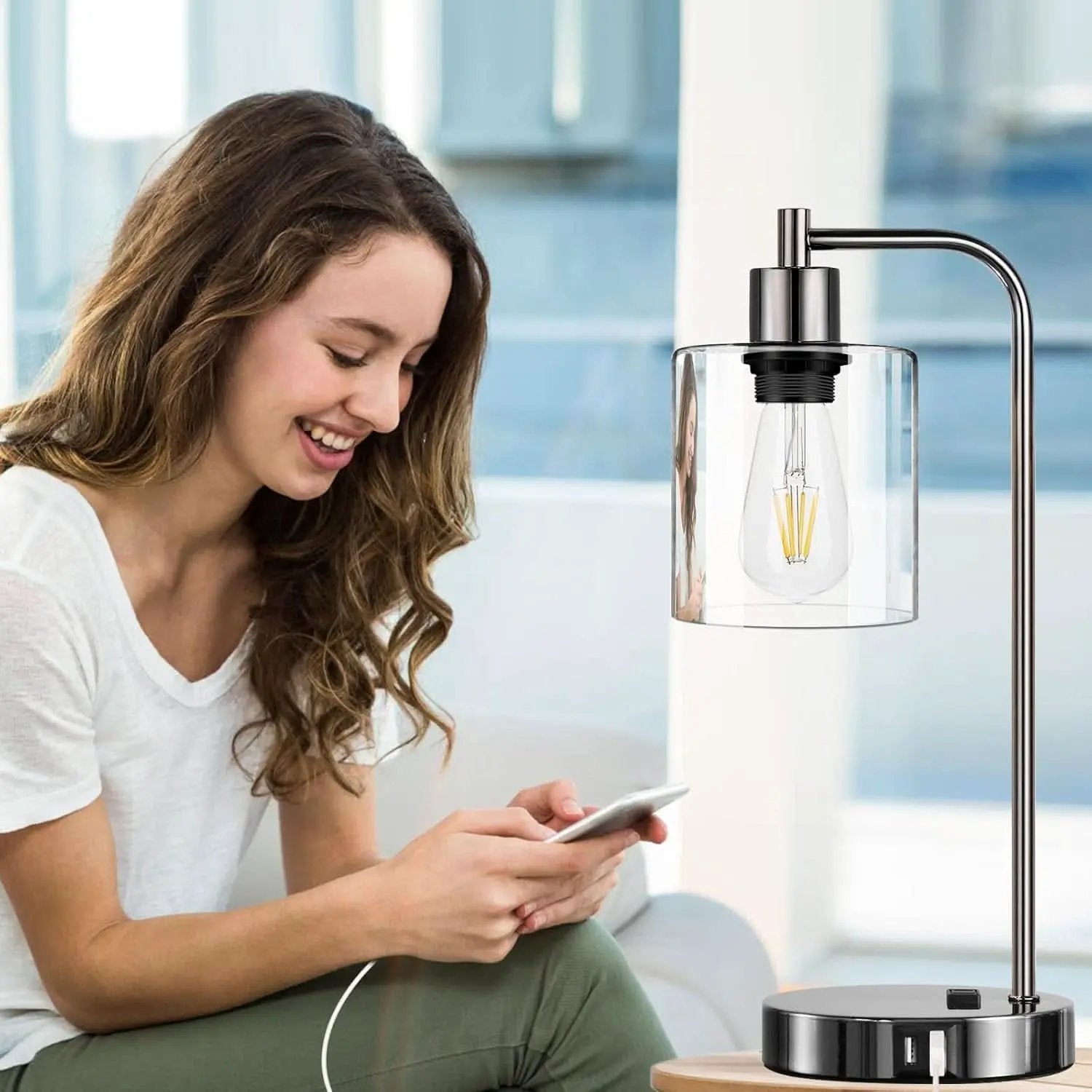 Industrial Table Lamps Black Nickel Touch Control Dimmable from PriceLows™