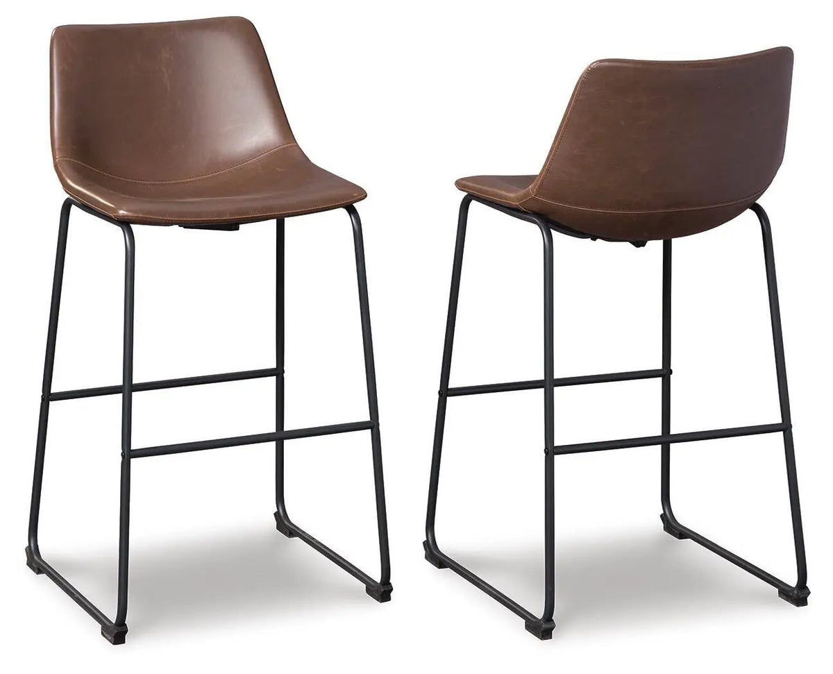 Centiar Upholstered Barstool | Set Of 2 | Contoured Bucket Seat | Tubular Metal Base