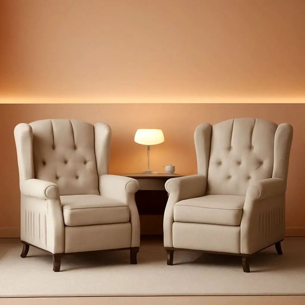 Wingback Recliner Chair With Massage And Heat Tufted Fabric from PriceLows™