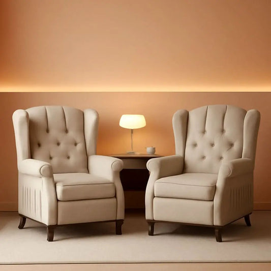 Wingback Recliner Chair With Massage And Heat Tufted Fabric from PriceLows™