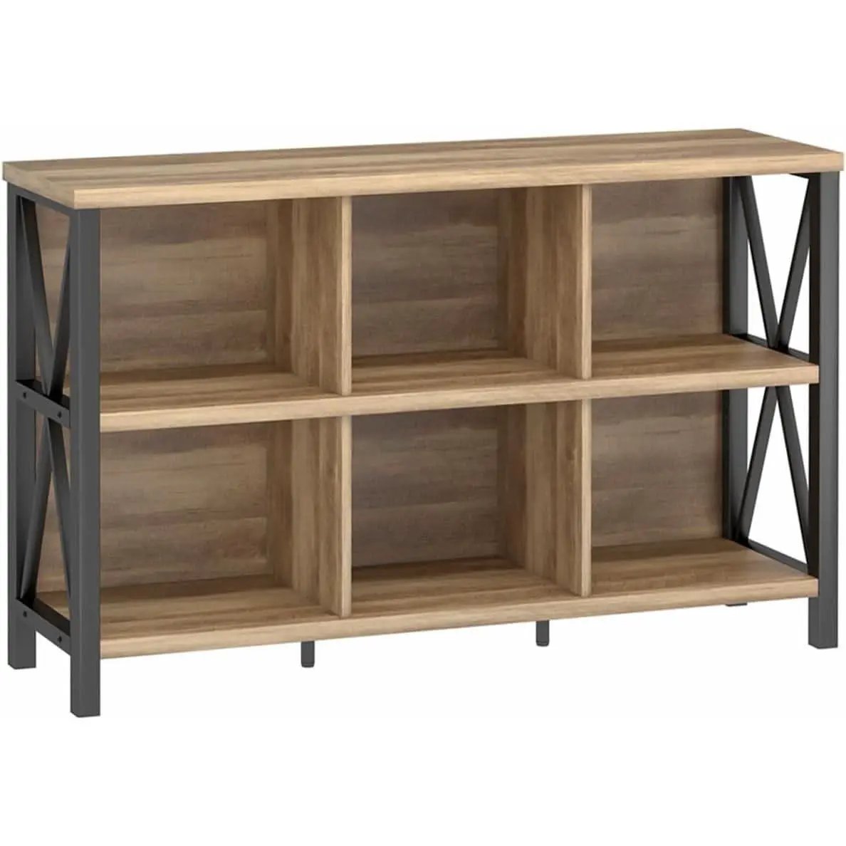 6 Cube Storage Organizer With Shelf Rustic Oak Bookcase from PriceLows™