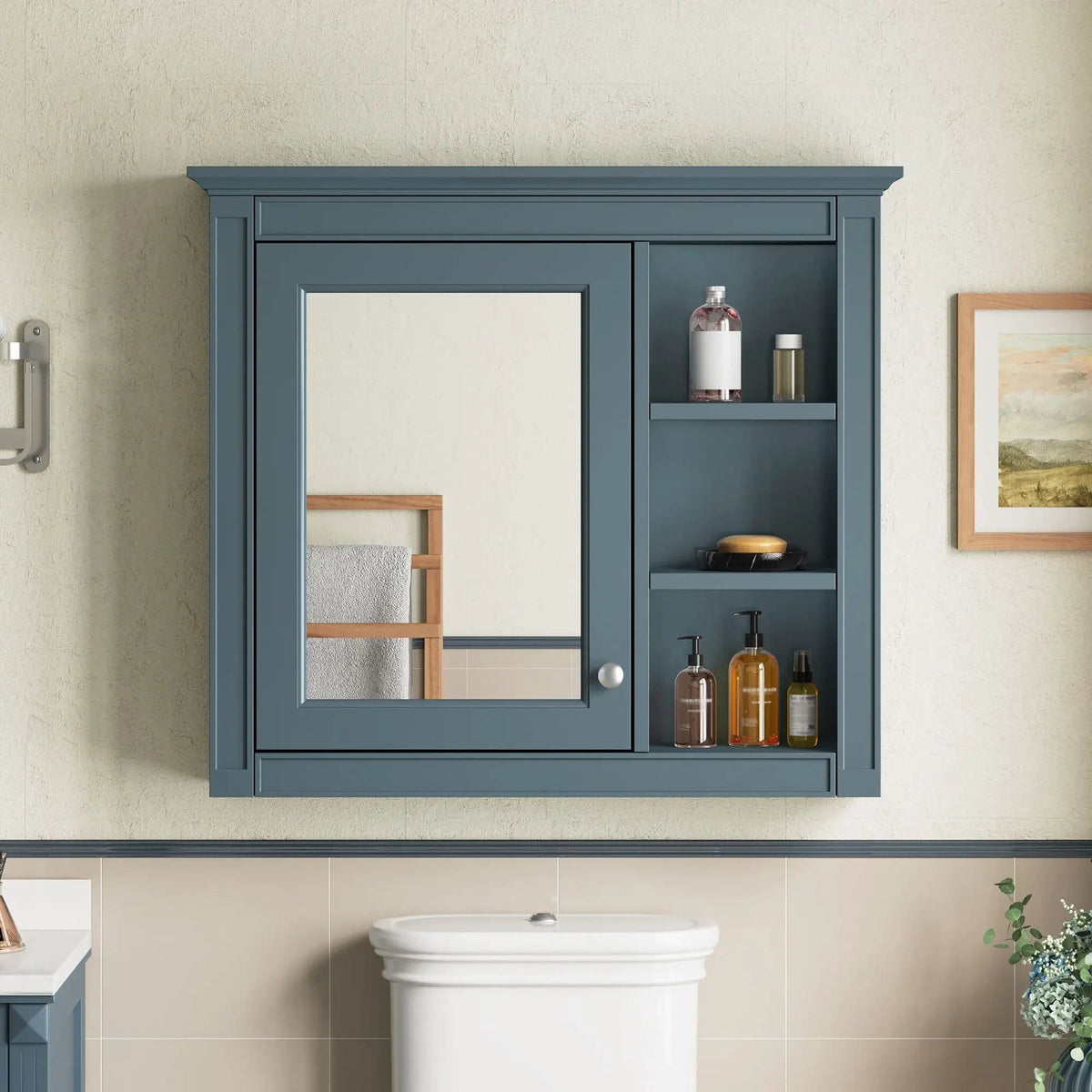 Modern Wall-Mounted Medicine Cabinet With Mirror | 2 Pieces | Iron & Mdf | Home