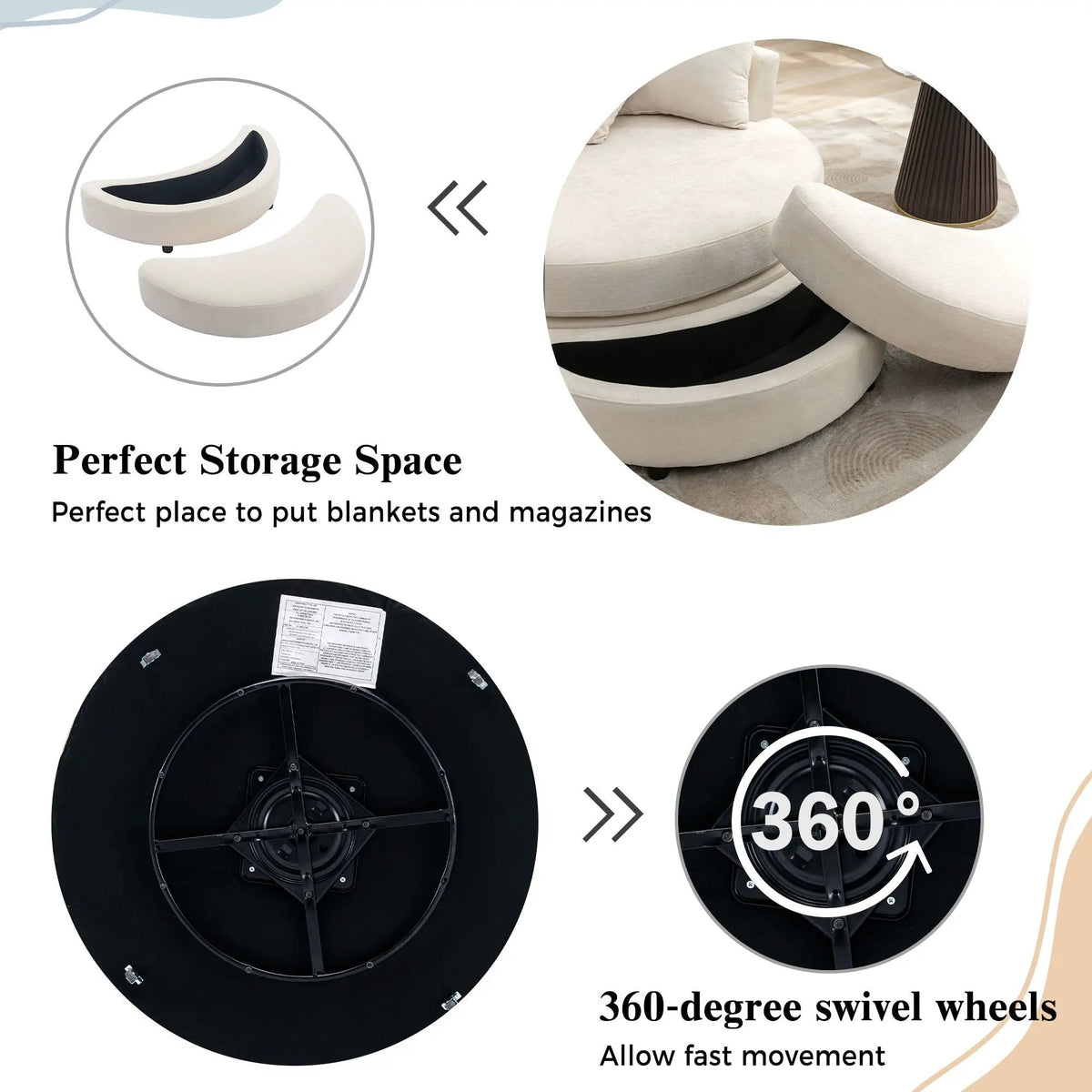 Swivel Accent Chair | 360 Degree Rotation | Ergonomic Padded Seat | Round Frame