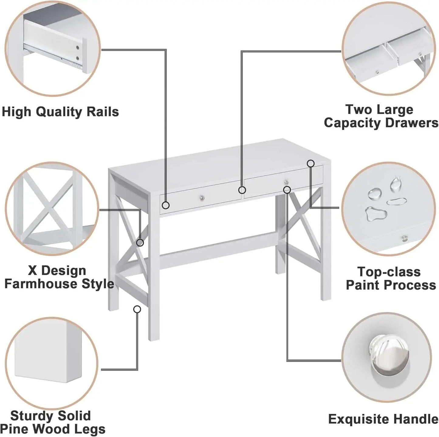 40 Inch White Computer Desk For Home Office Use And Study from PriceLows™